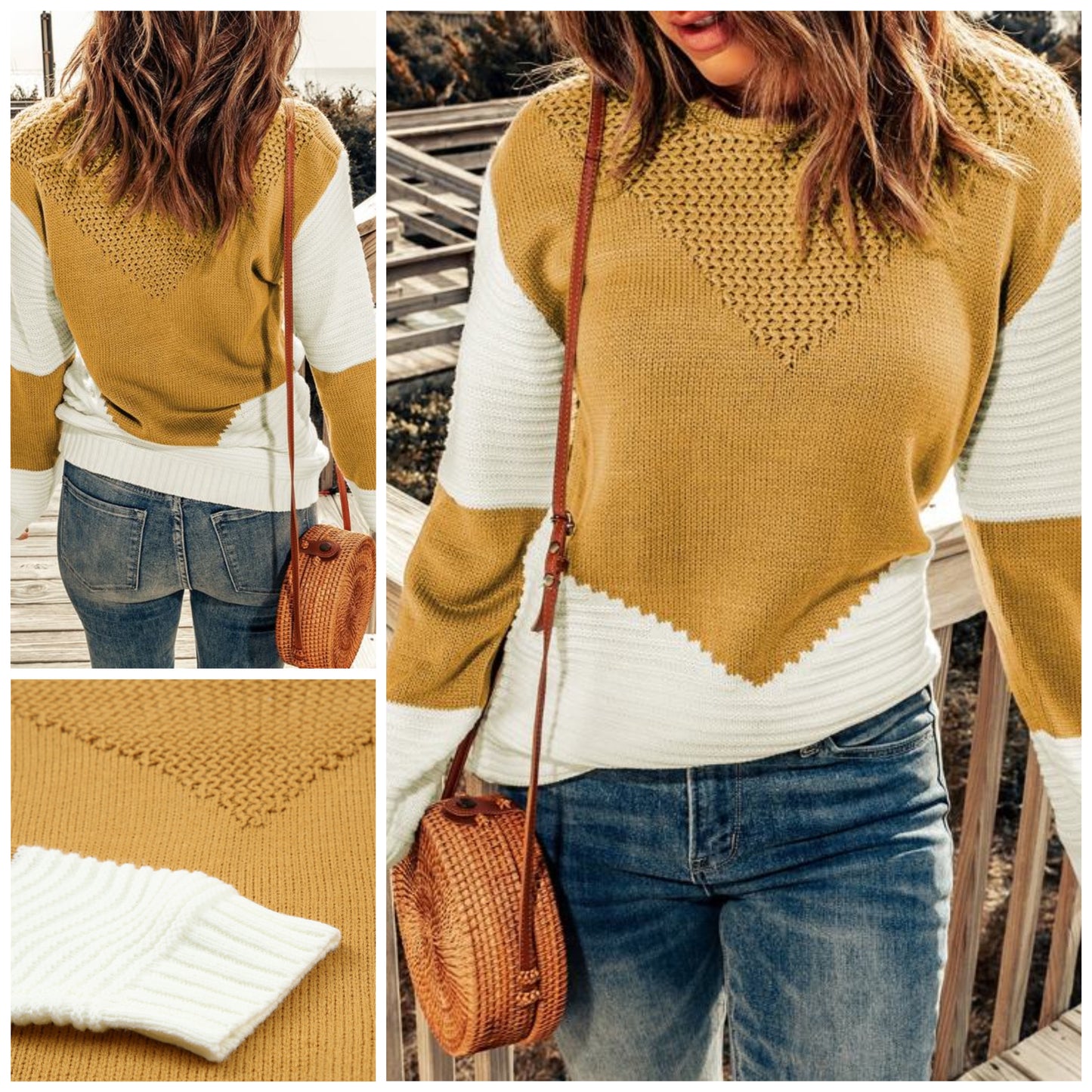 Amber Brown — Large, chevron sweater