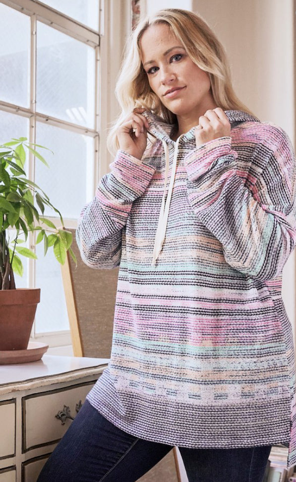 Deionne Taylor — 3X, multi colored, vintage knit hoodie