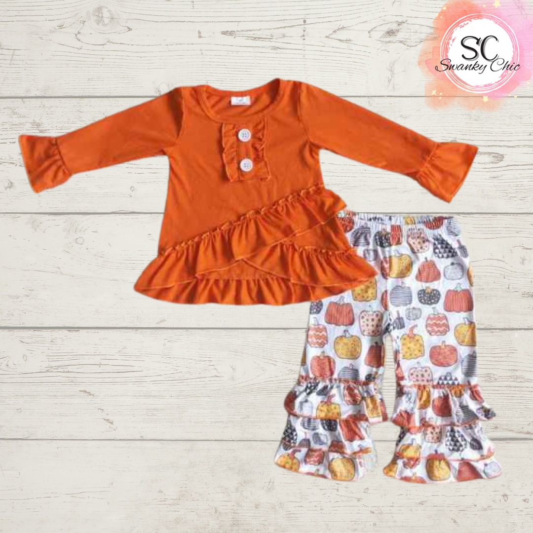 Kristen Mae Mae York — Girl’s 3T, Pumpkins & frills bell outfit