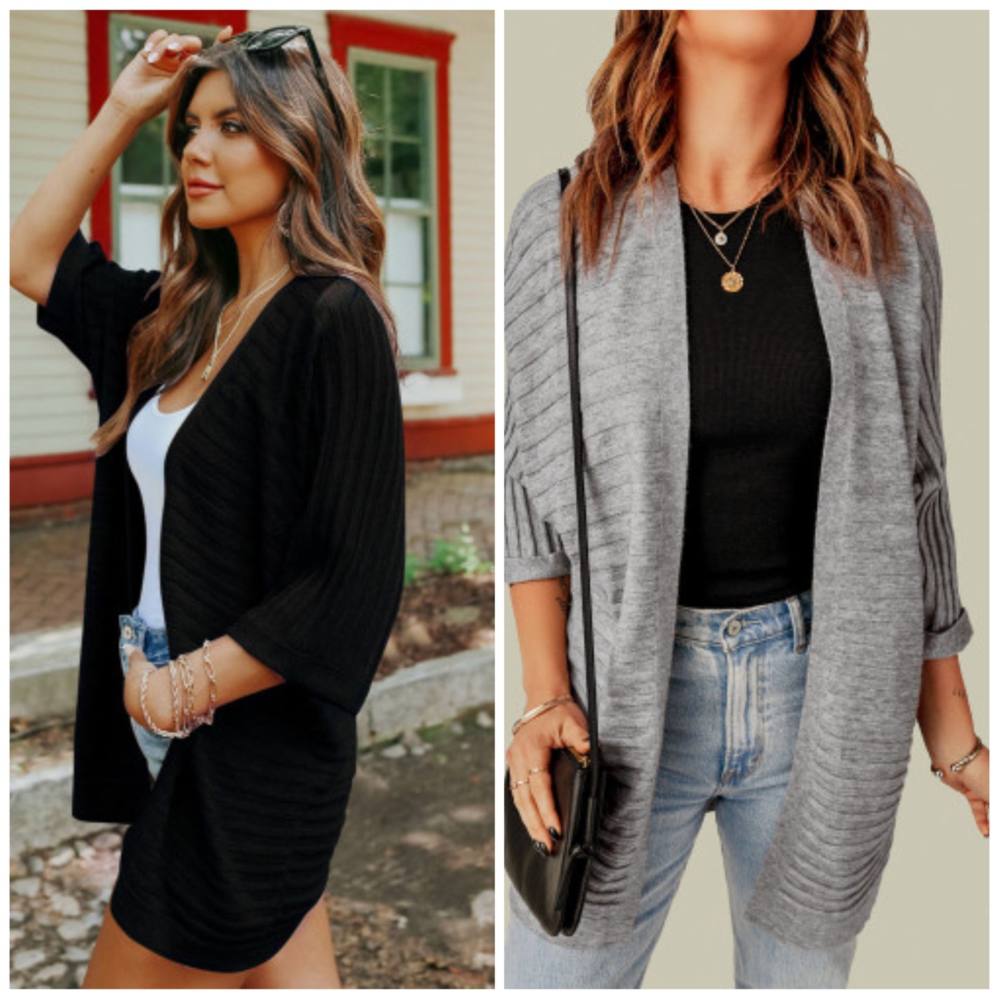 Shannen Carter — XL, grey ribbed knit cardigan