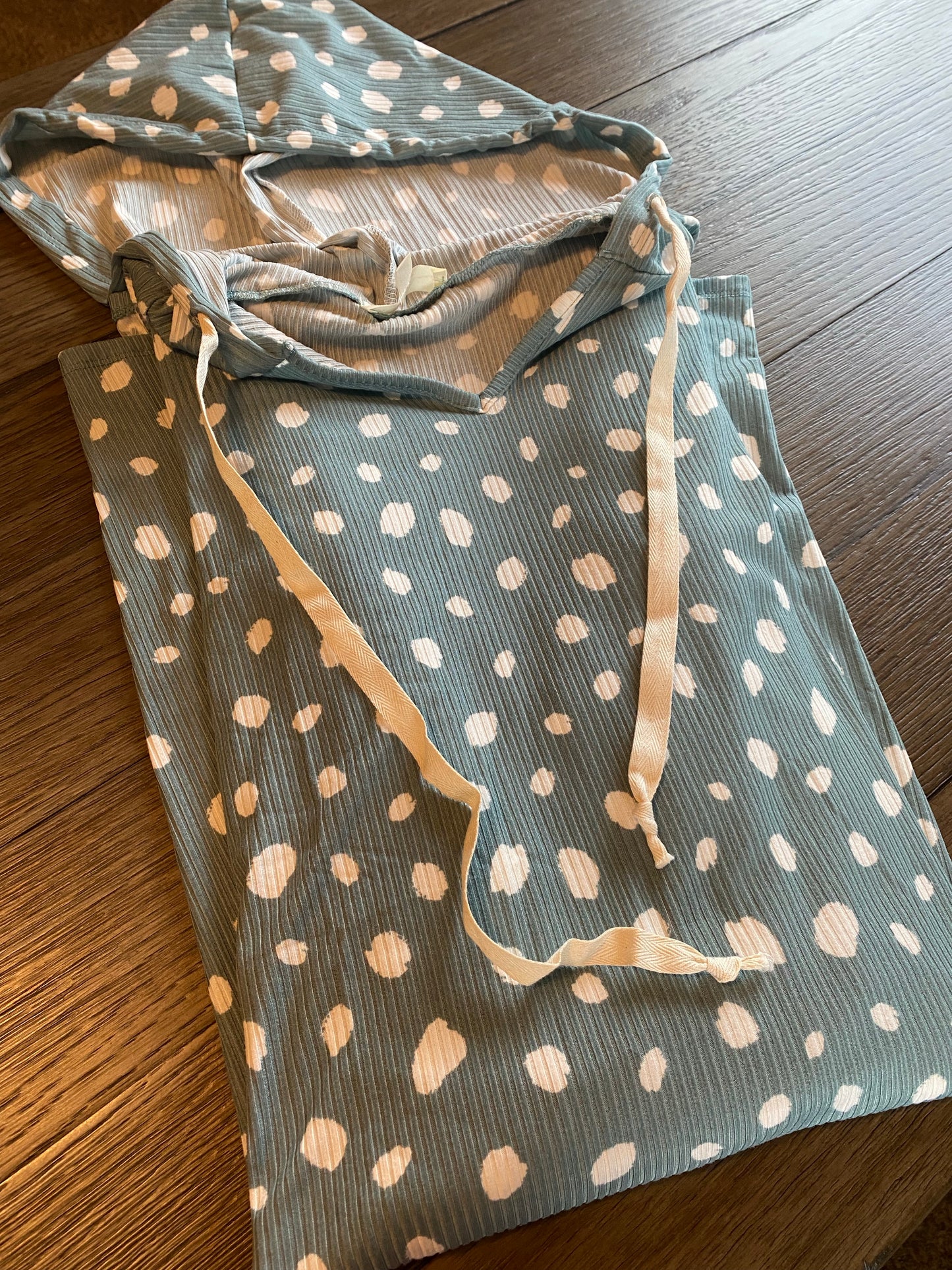 Destini Lee Ann — Medium, blue mint, dot dress with hood