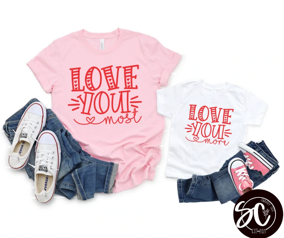 Diana K Marshall — Love you most: Medium, pink, crewneck tee