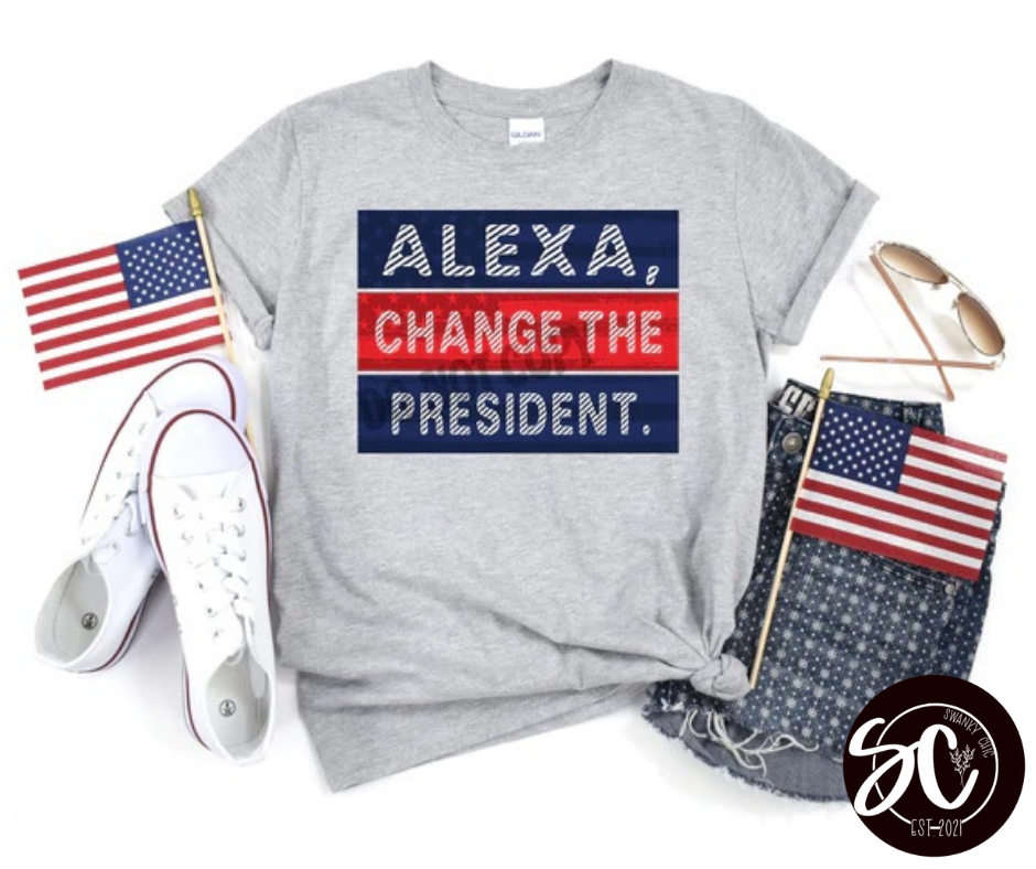 Paige Kassens — Alexa, change the president: Medium, athletic Heather, crewneck tee