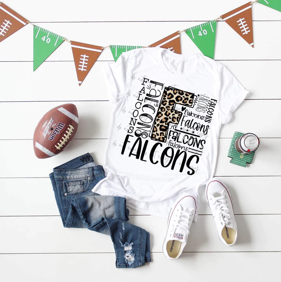 Heather Albert — Leopard Falcons Fonts: XL, Heather yellow gold, crewneck tee