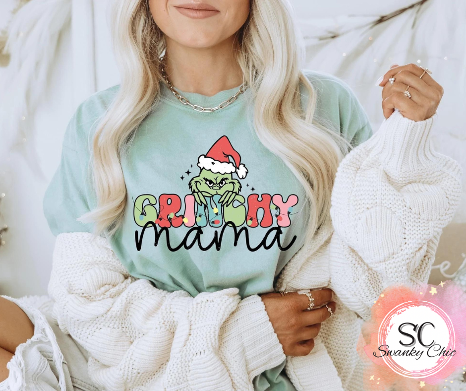 Marcie Jo Clark Houghton — Grinchy Mama: X-Large, chalky mint 6104, long sleeve tee