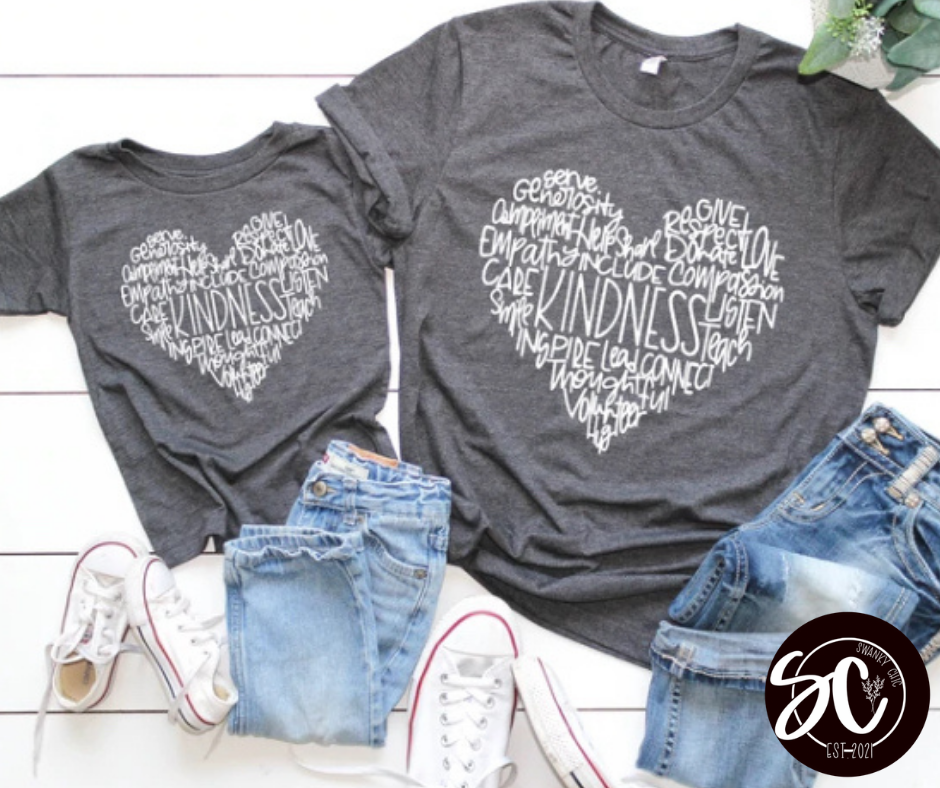 Paula Pike — Kindness heart: XL, heather forest or olive, long sleeve tee