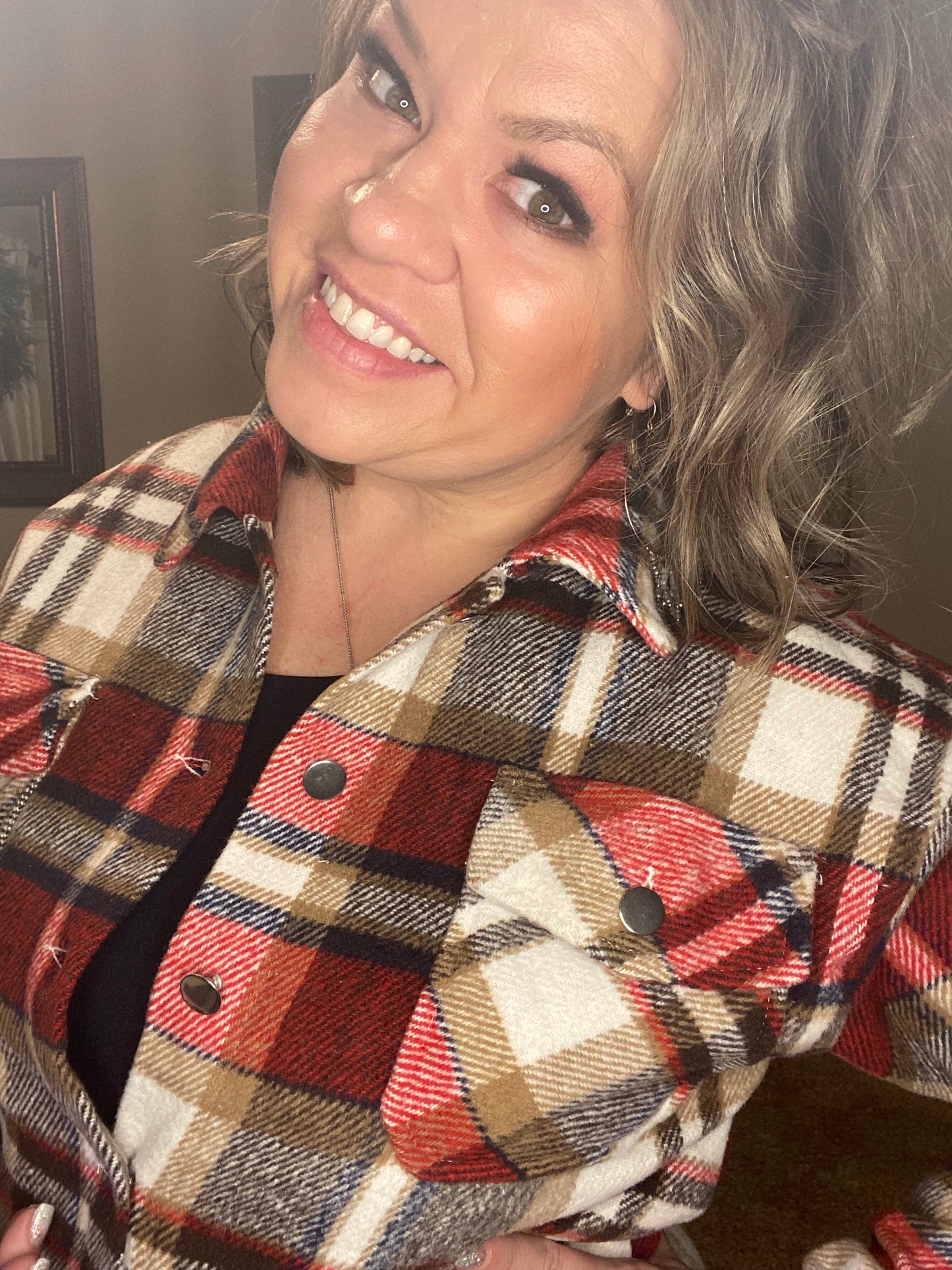 Angi Symons — XL, red plaid jacket