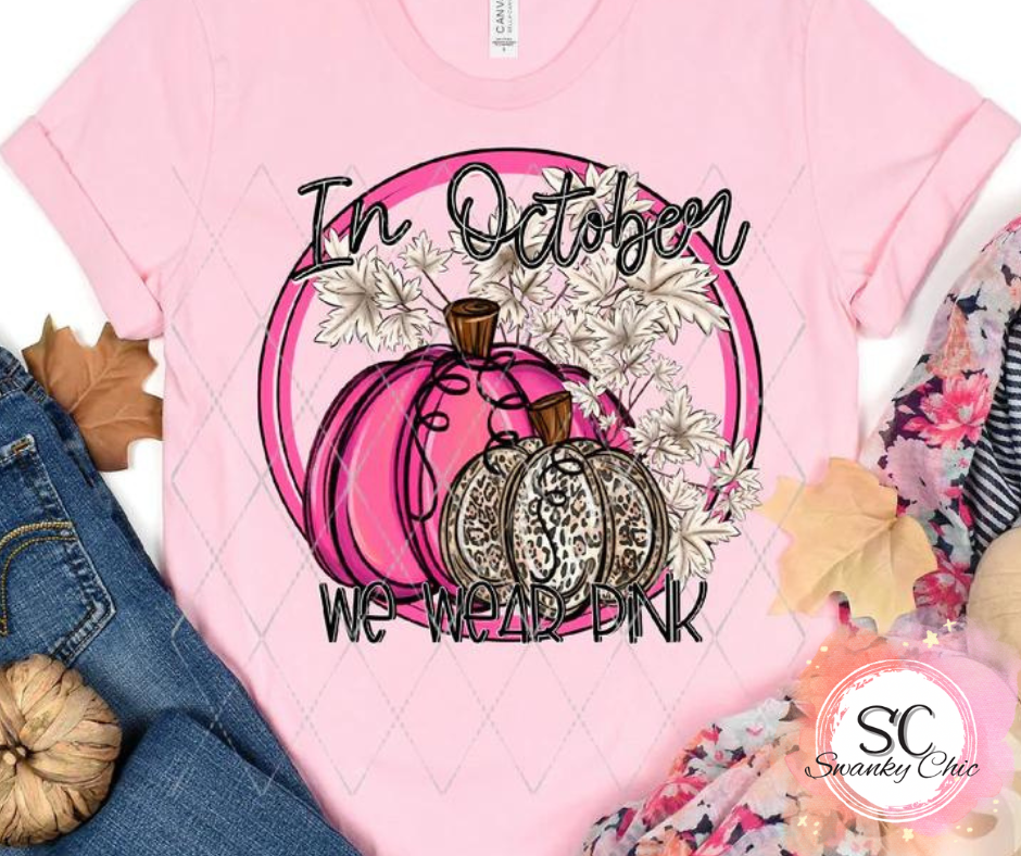 Amy Koons — In October we wear pink (pumpkins): 2X, pink, crewneck tee