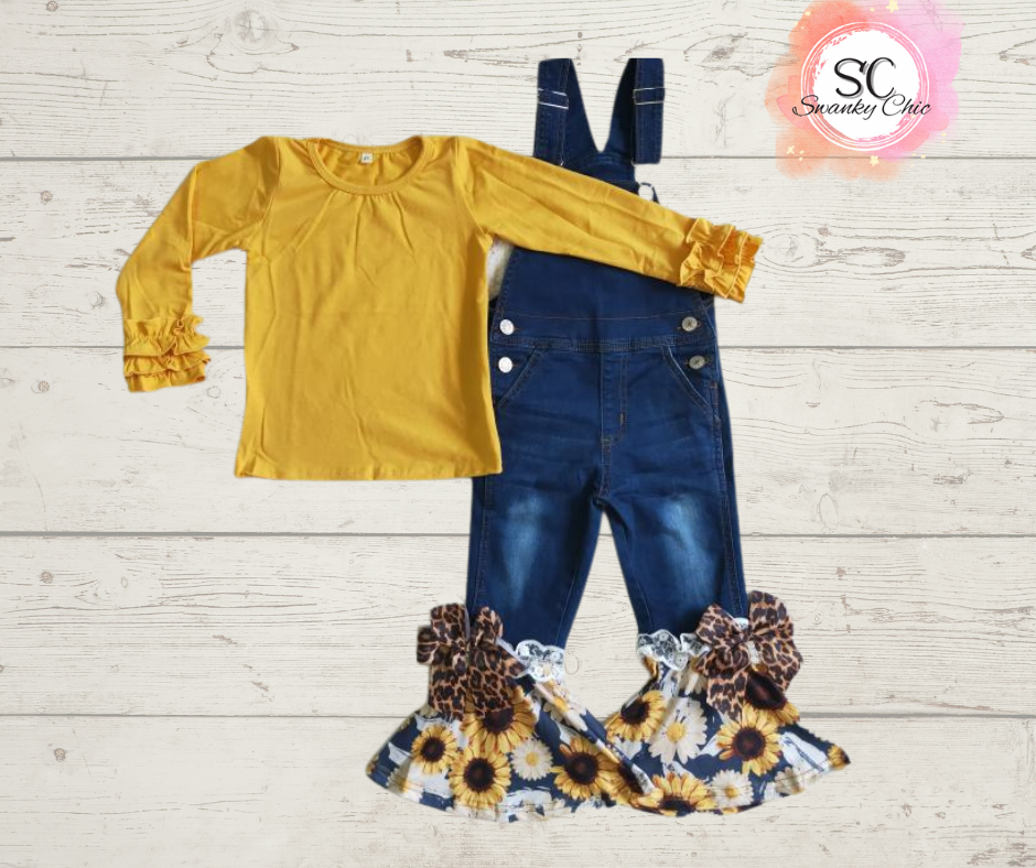 Candi Taylor-Hill — 4T, sunflower denim bells & ruffled top