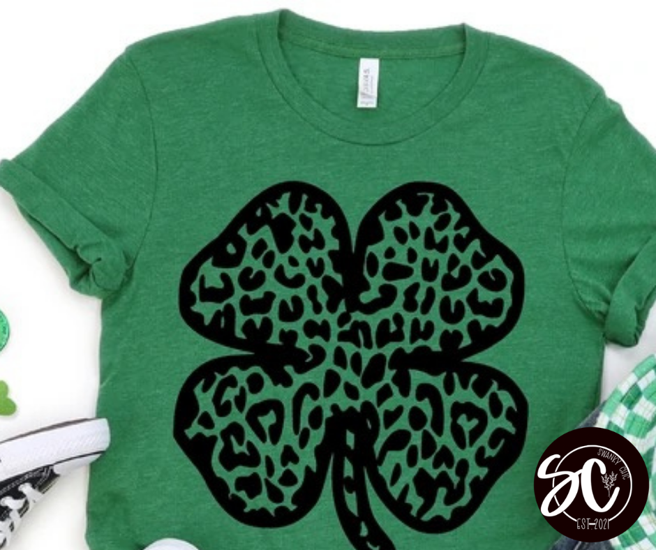 Kaylynn Mitchell — black leopard clover: Youth XL, Kelly green, crewneck tee