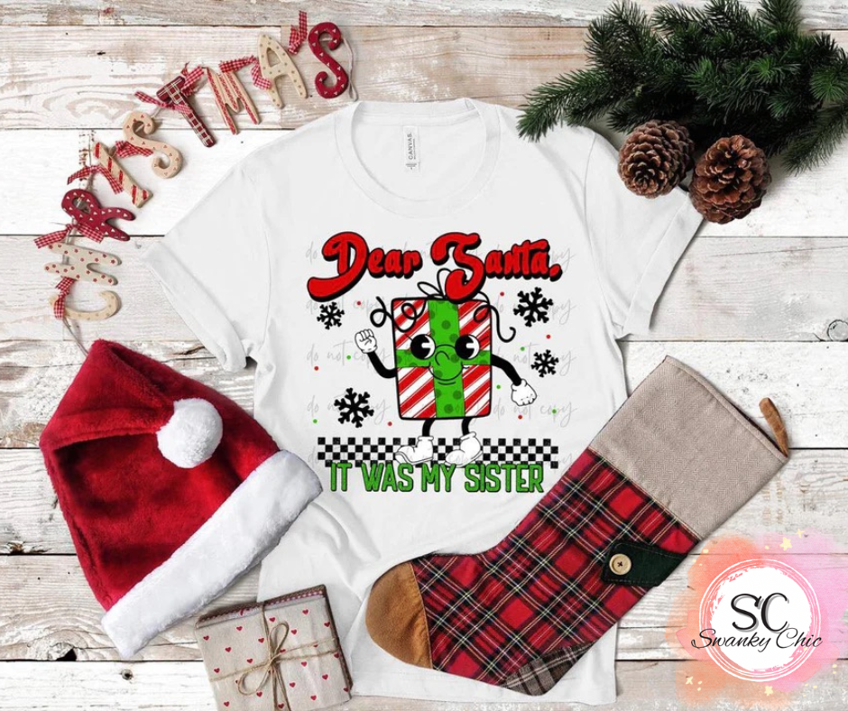 Debbie Warner — Santa, it was my sister: 2T, white, long sleeve tee