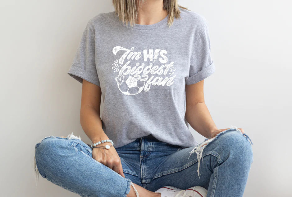 Debra Spalding — I’m his biggest fan: Large, (blue / red), crewneck tee