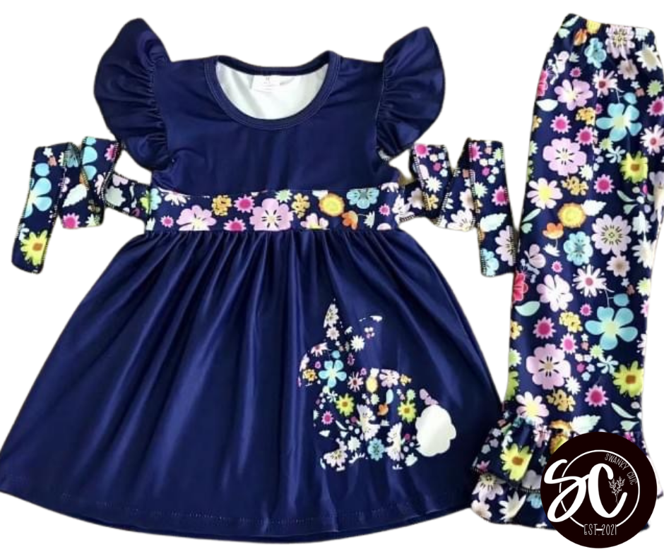 Becca Kibbey — 7/8, girl’s floral/bunny 2pc. Outfit