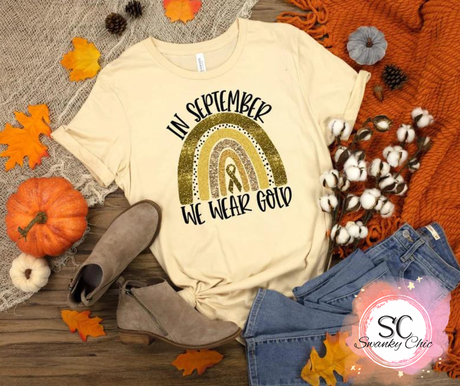 Brenda McCoy Hoodlebrink — September we wear gold: XL, vintage white, crewneck tee
