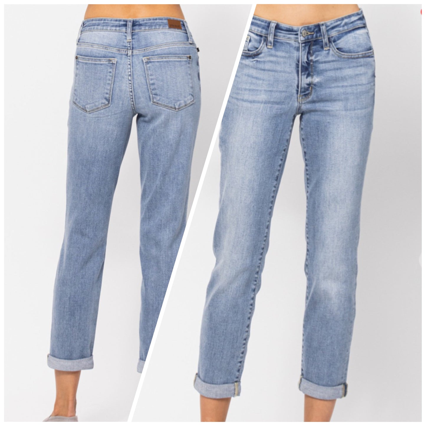 Sasha Conner — 18W Judy Blue, light wash (no distress), boyfriend jeans