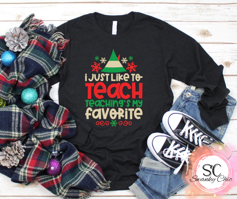 Jenny Tudor — Teaching is my favorite: 3X, black, crewneck sweatshirt