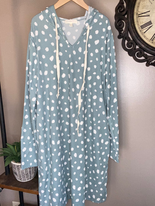 Ashley Kelley — Large, blue mint, ribbed hoodie dress
