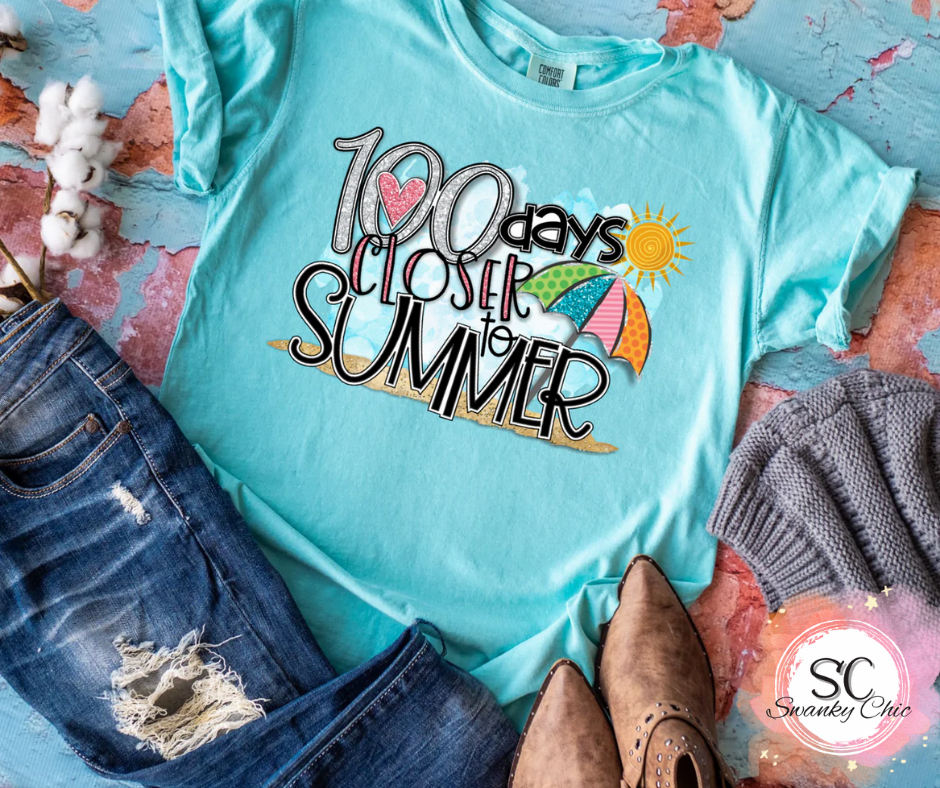 Kim Updegraff — 100 days closer to summer: Youth medium, as is, crewneck tee