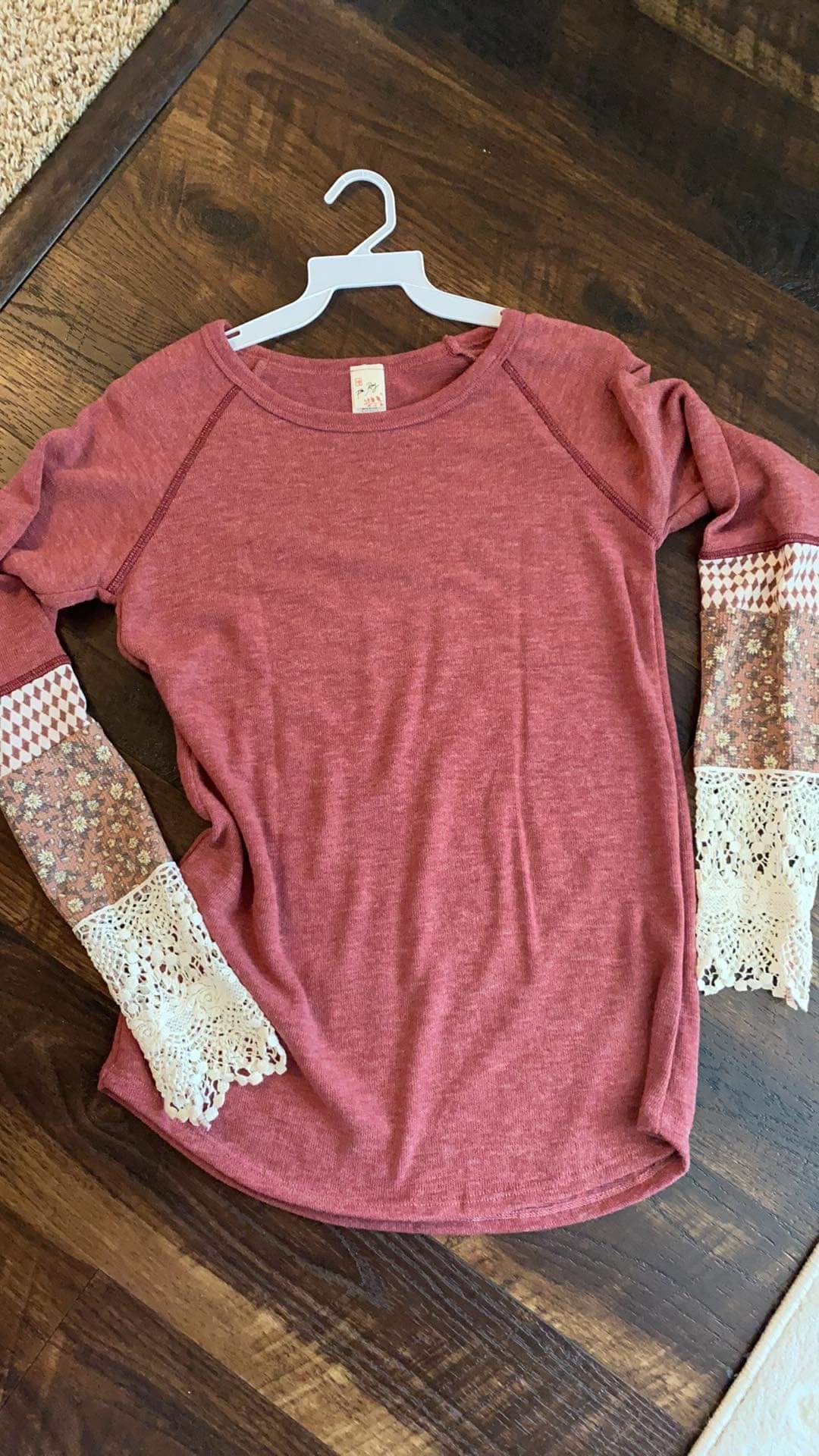 Alyssa Snyder — Small, Ruby long sleeve with detailing