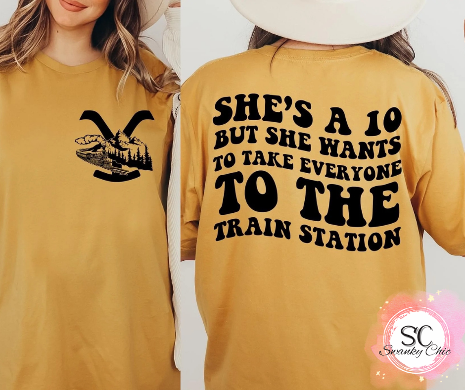 Erika VanHorn — She’s a 10/Train station: 2X, Heather mustard, hoodie