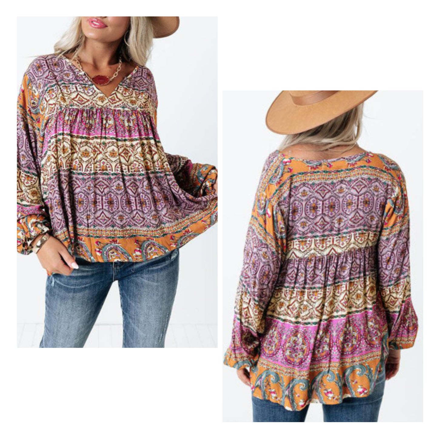 Annie Petitt — Large, a-line BOHO blouse
