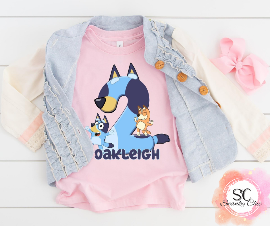 Debbie Warner — BLUEY (age 3): 4T, light pink, crewneck tee