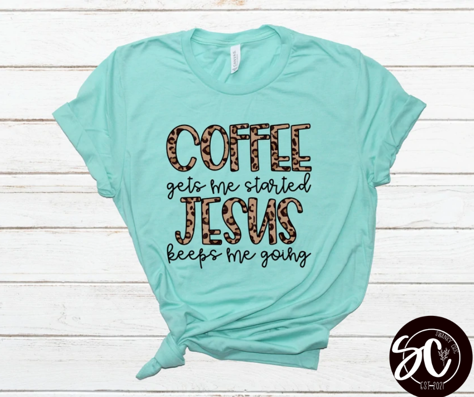 Lori Ann — Coffee gets me started: Small, raglan baseball tee
