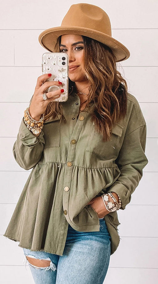 Emily Mackey — Small, green, babydoll button up