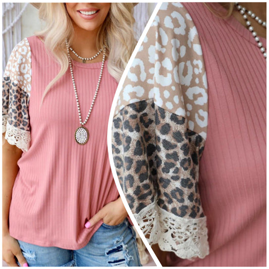 Shannen Carter — XL, pink colorblock ribbed top