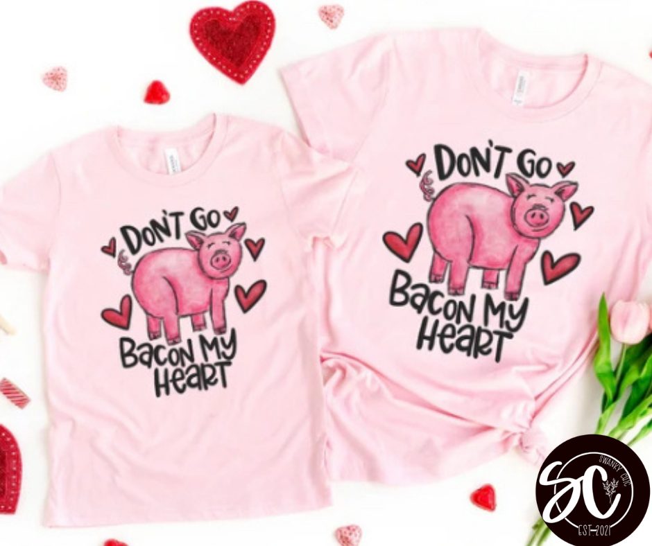 Marcie Jo Clark Houghton — (Youth) Don’t go Bacon my heart: YS, light pink, long sleeve tee