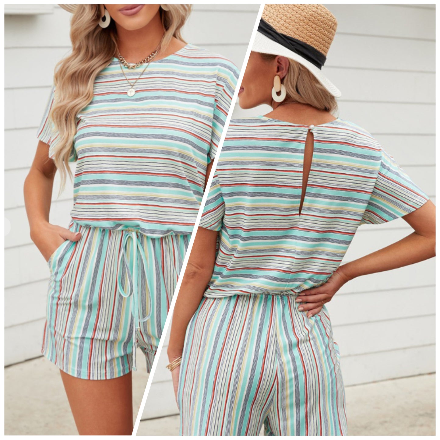 Christy Kuntz — Medium, striped romper