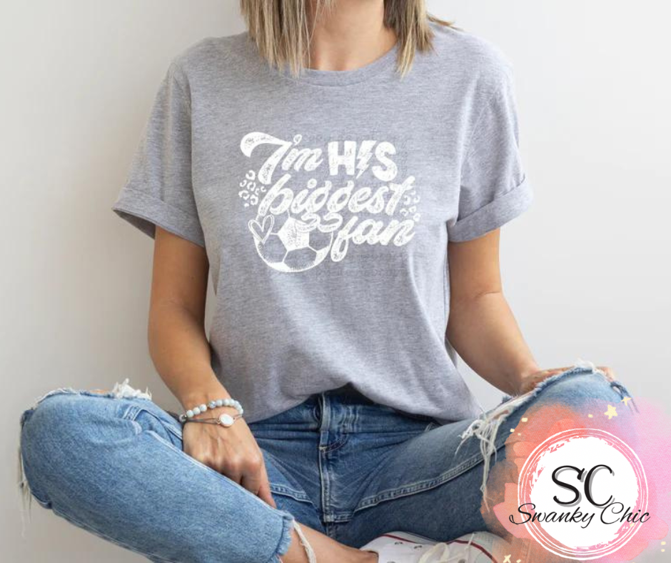 Amber Brown — I’m his biggest fan⚽️ : Medium, red, crewneck tee