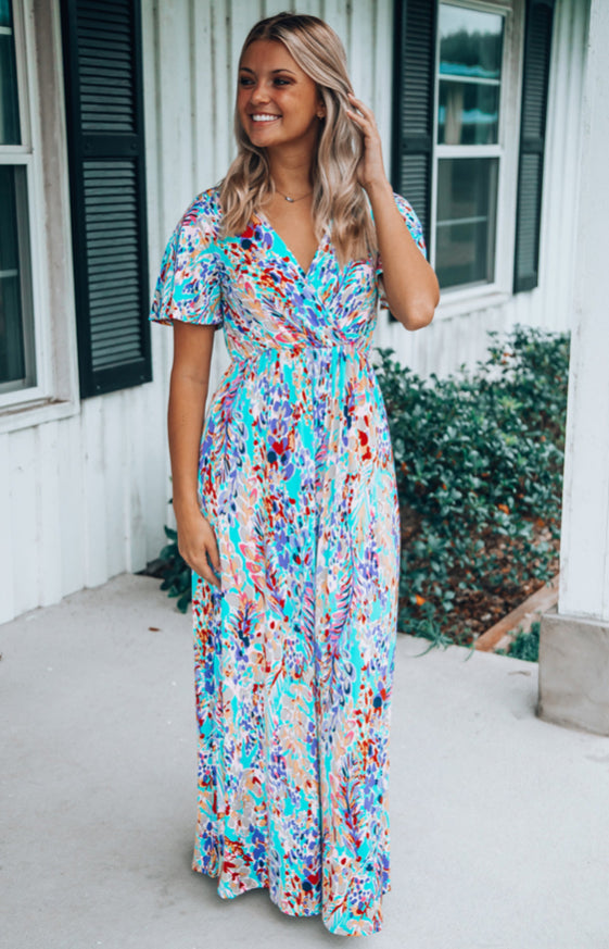 Shanna Childers Pollitt — XL, blue floral, maxi dress