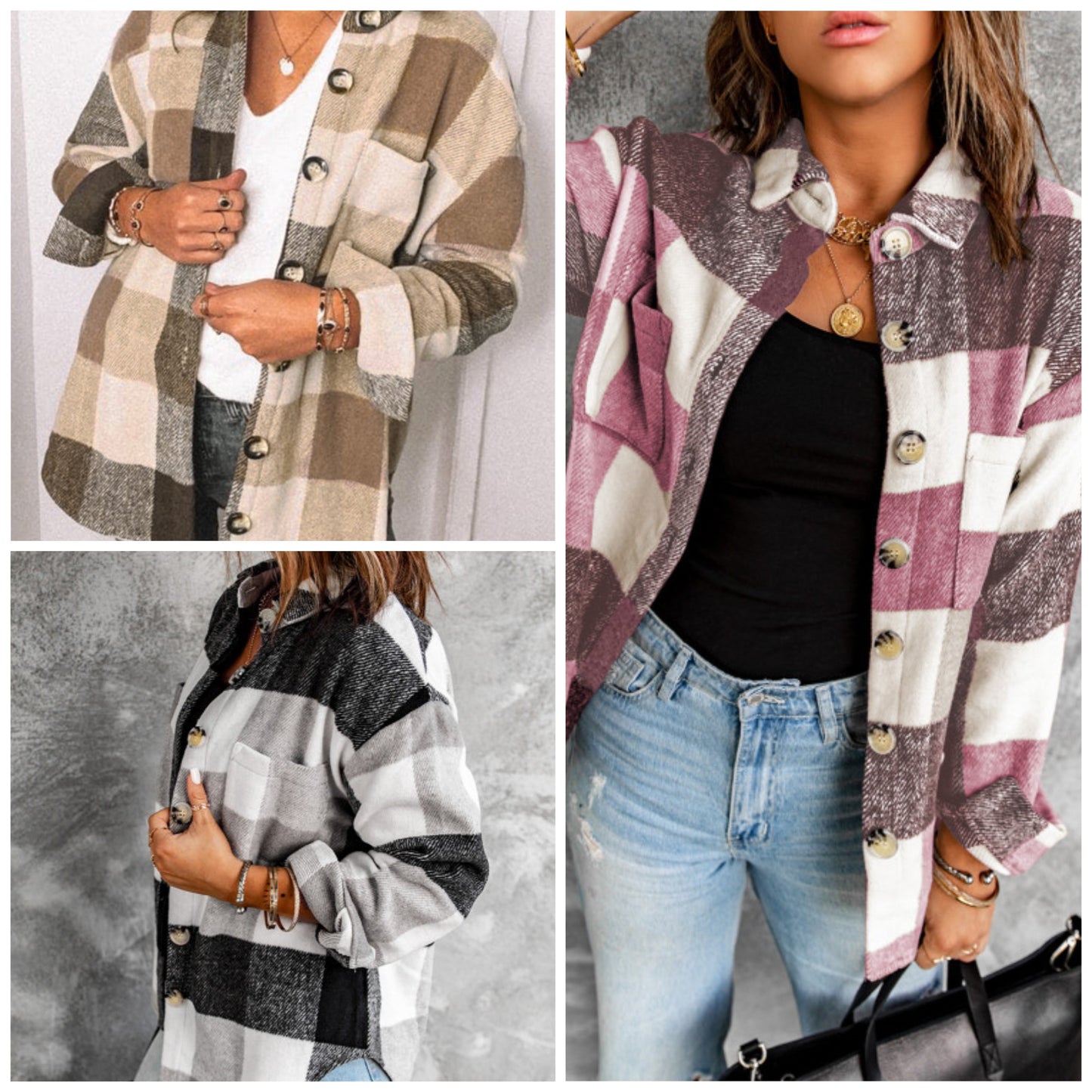 Michelle Stone — 2X, rose plaid shacket