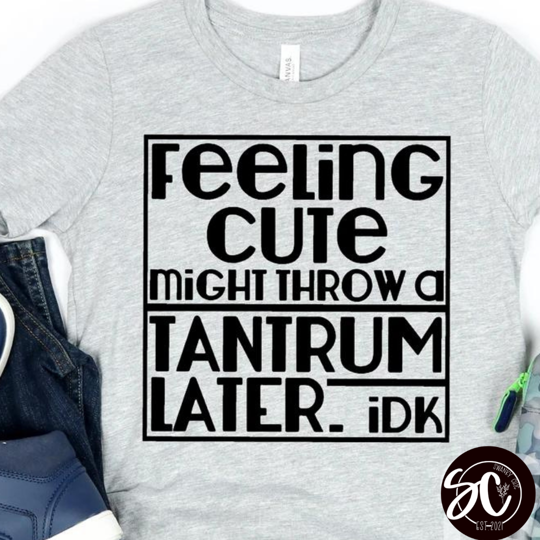 Sarah Cotter — Feeling cute tantrum later: 4T, melange green, crewneck tee