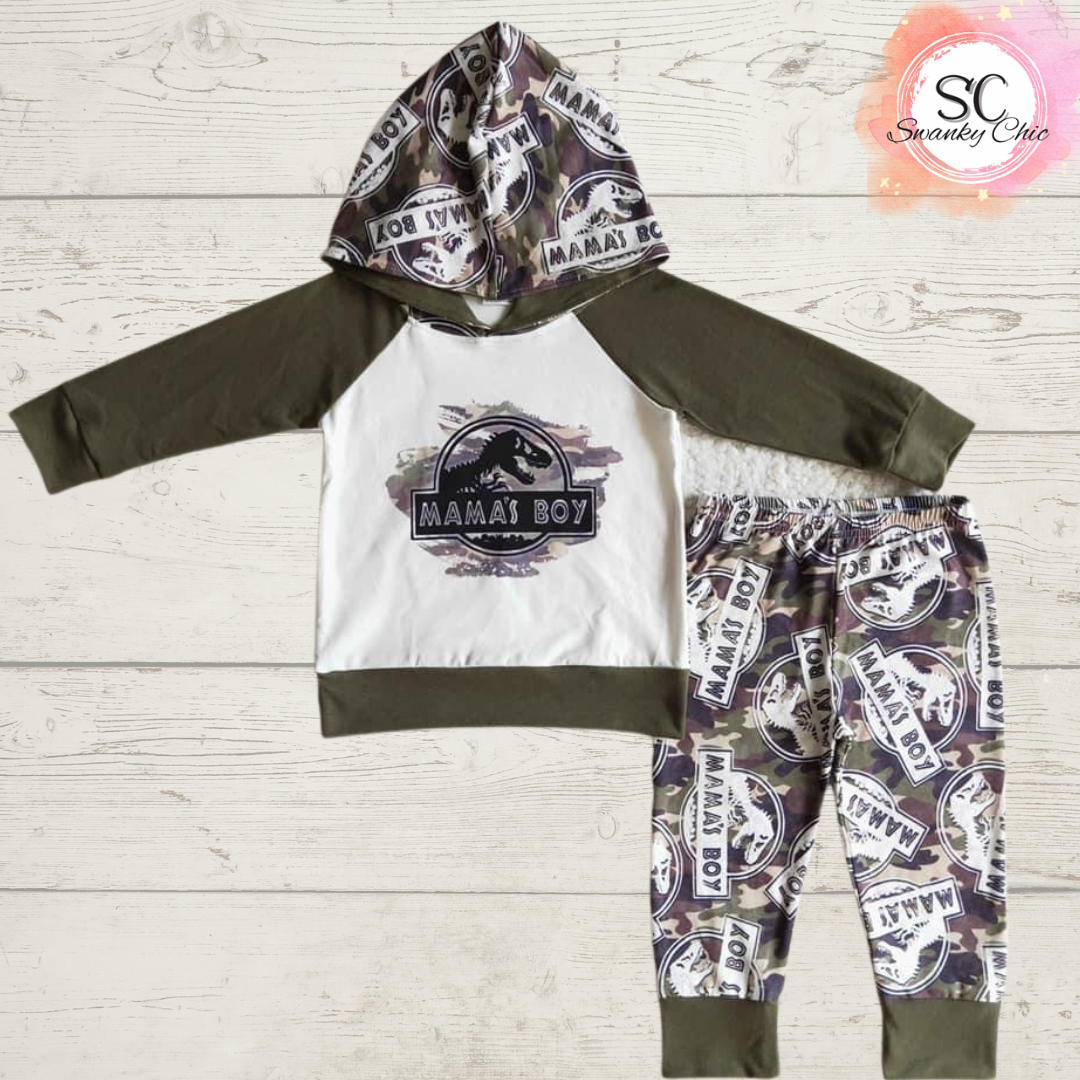 Deionne Taylor — 6/12 mos, Mama’s Boy Dino outfit