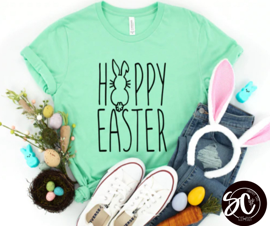 Kristin Elliott York — H🐰PPY EASTER (RD font): XL, mint, crewneck tee