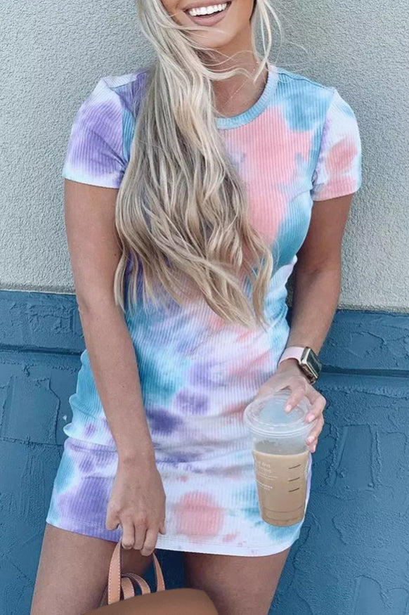 Kristin Nicole — XL, pastel tie dye body con dress