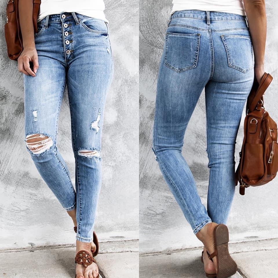 Nicole Olender — Medium, high rise distressed skinnies