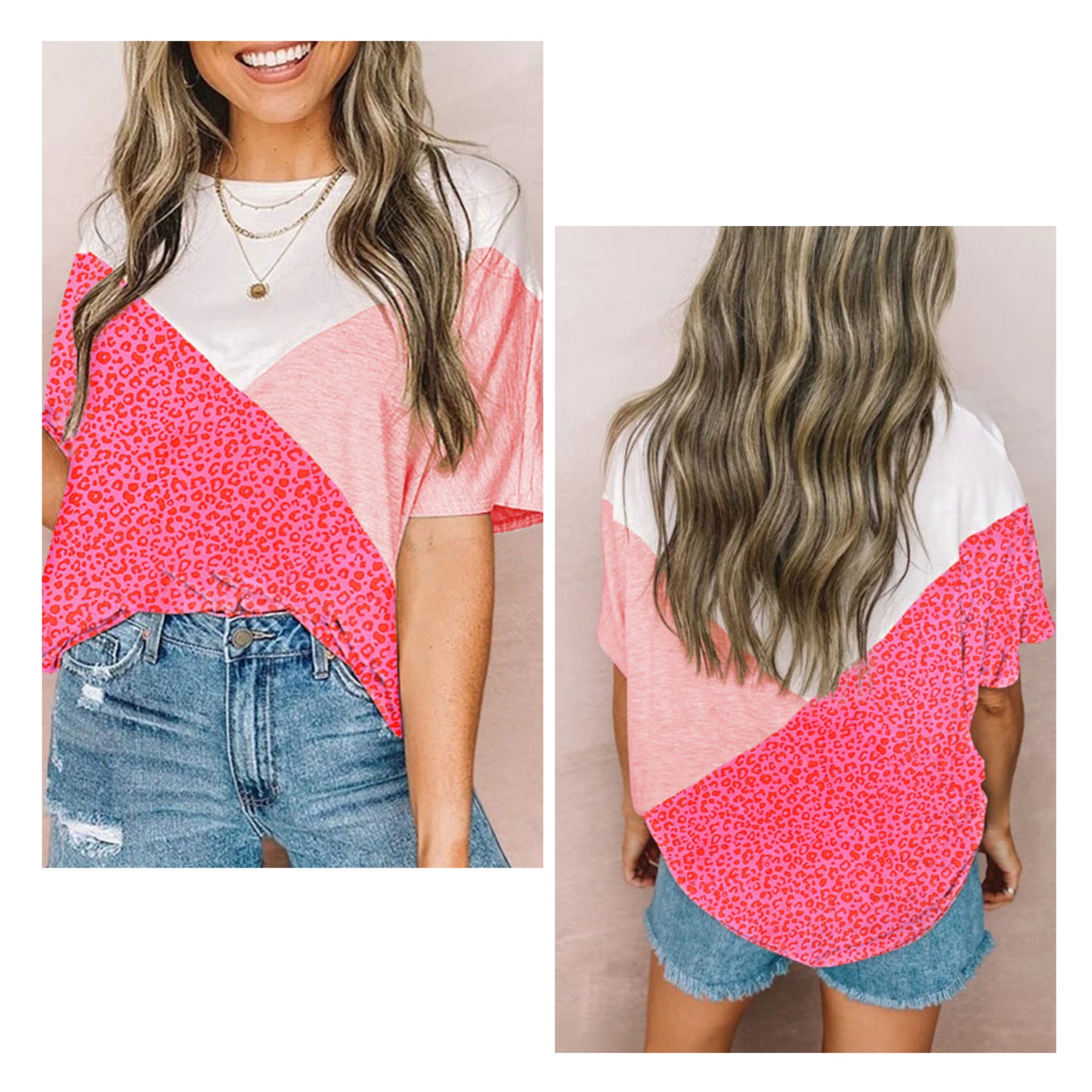 Alyssa Snyder — Small, leopard colorblock tee