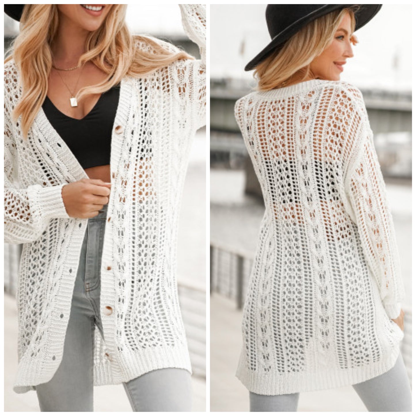 Jen Elliott — XL, white drop sleeve cardigan