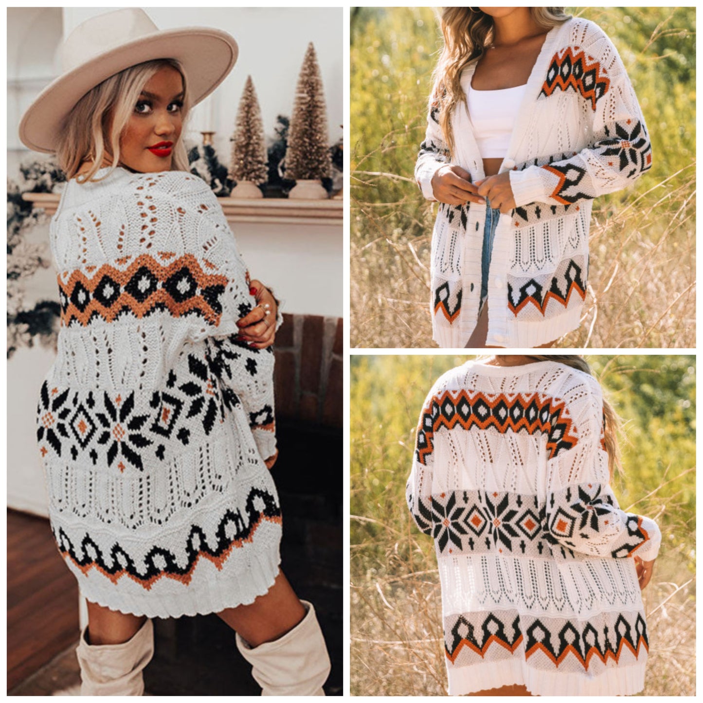 Penny Rines — Large, hollow cut cardigan