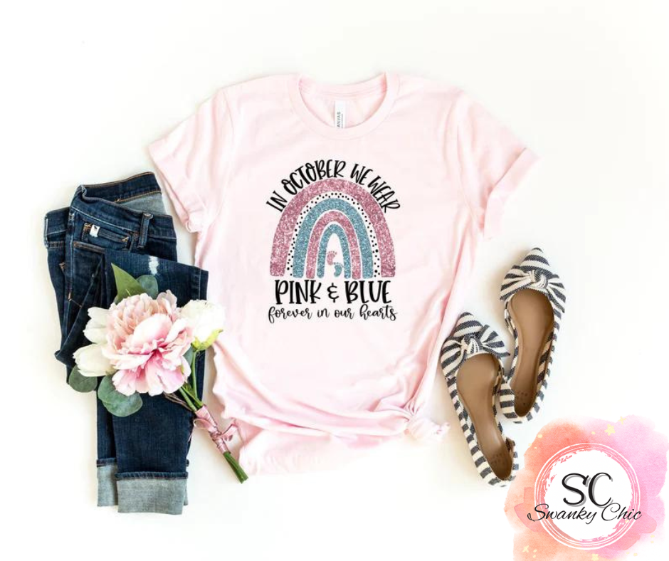 Kaylynn Mitchell — October we wear pink & blue: 2X, light pink, crewneck tee