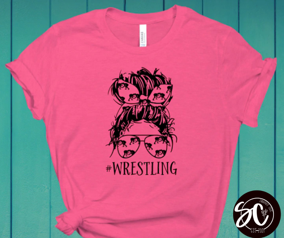 Samantha Taylor — #Wrestling: Medium, charity pink, crewneck tee