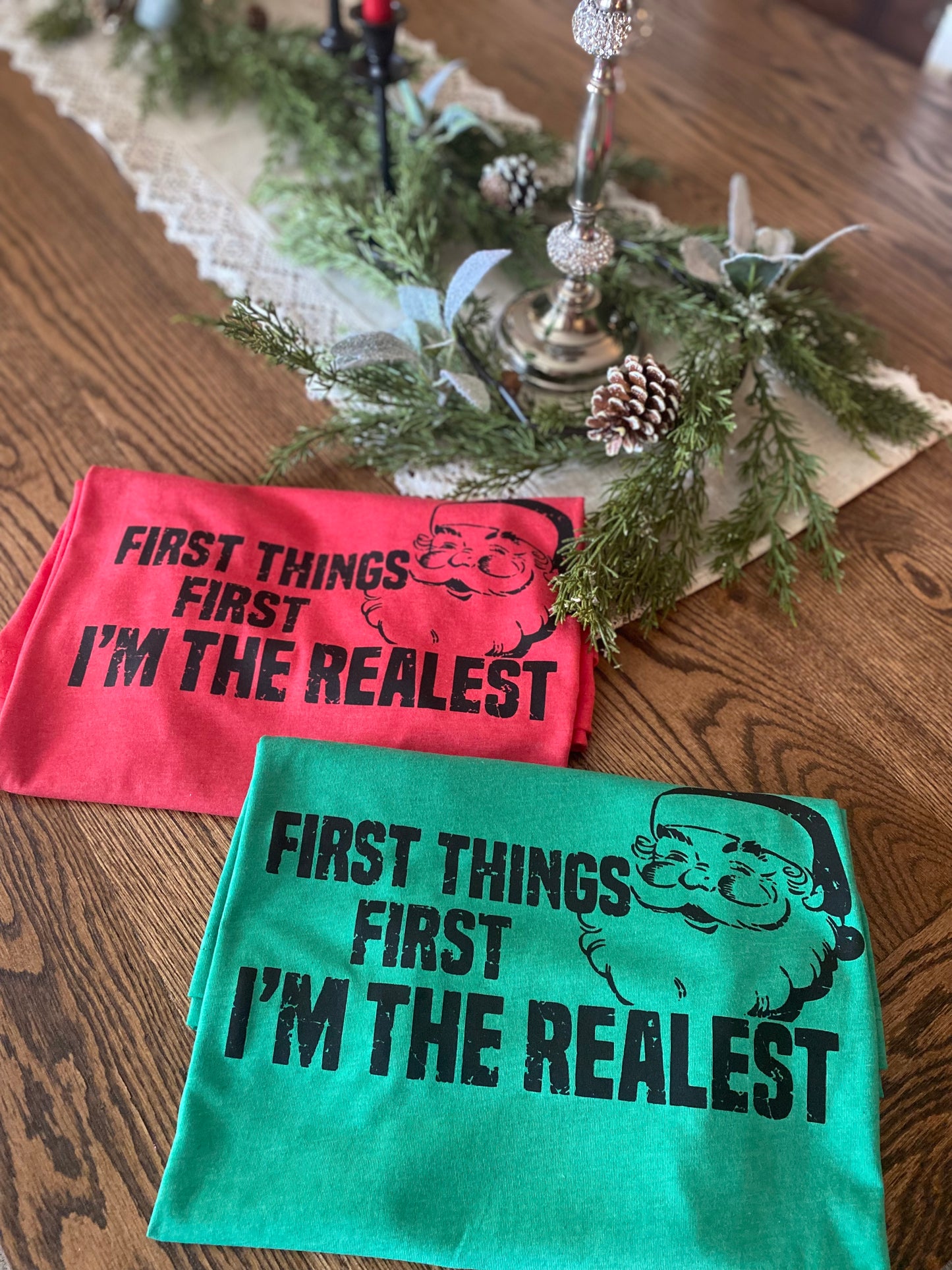Destini Le Ann — First things first Santa: Small, green, crewneck