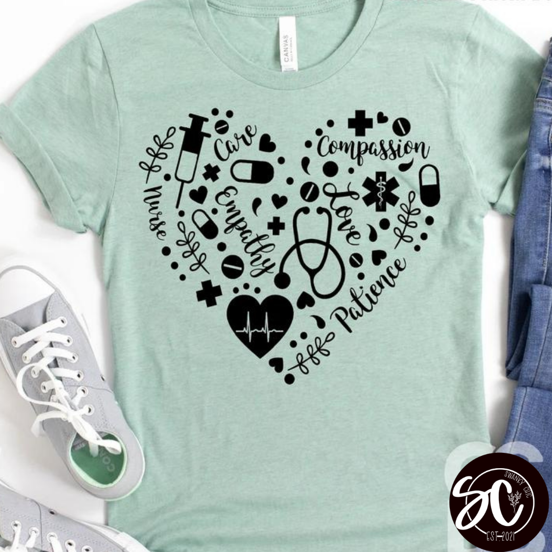 Kim Smith — Medical heart: Medium, charity pink, Crewneck tee