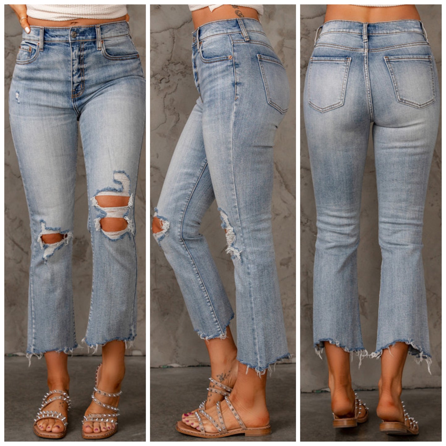 Linsey Moore — Small, light wash high waisted straight leg denim