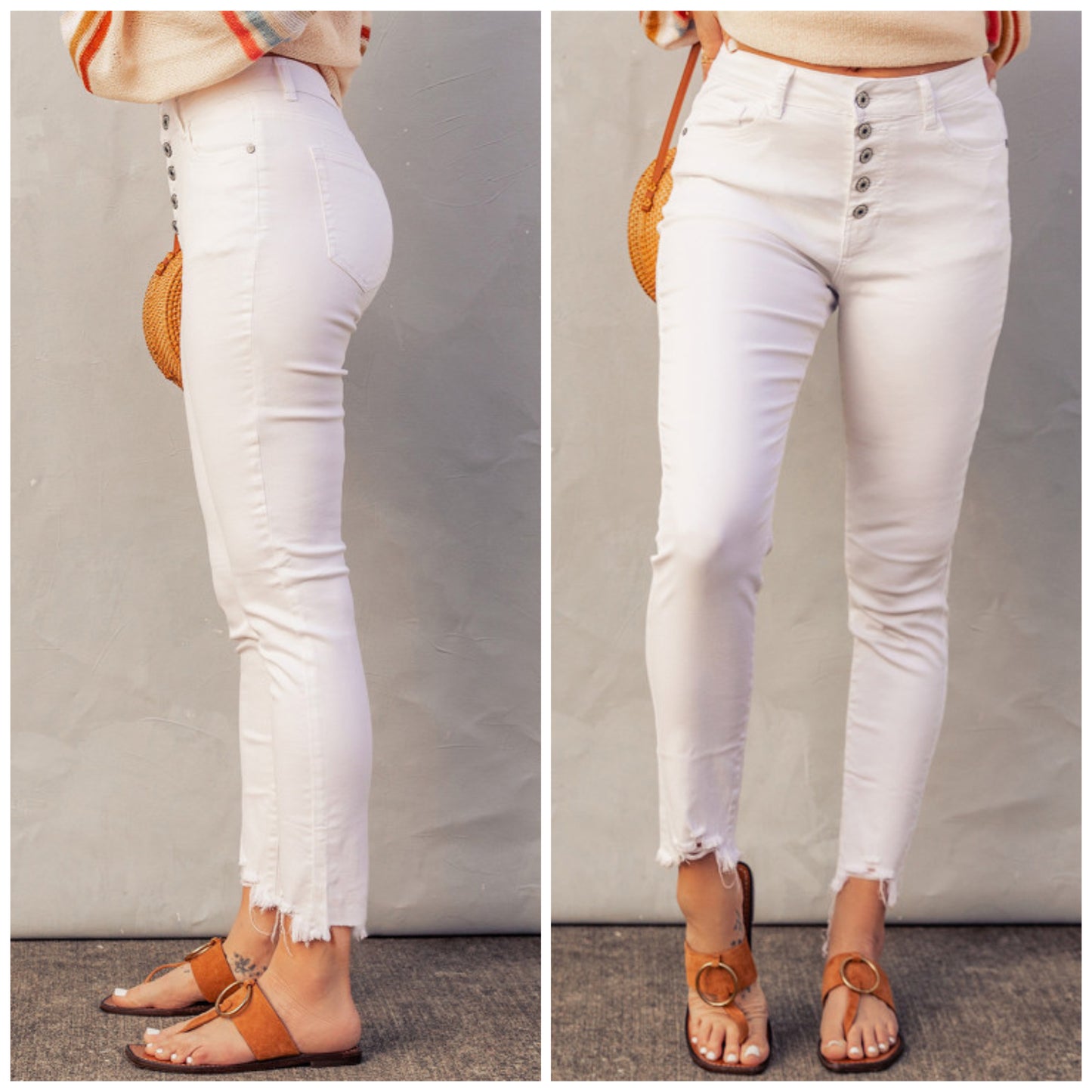 Sarah Cotter — 16, white high waisted denim jea