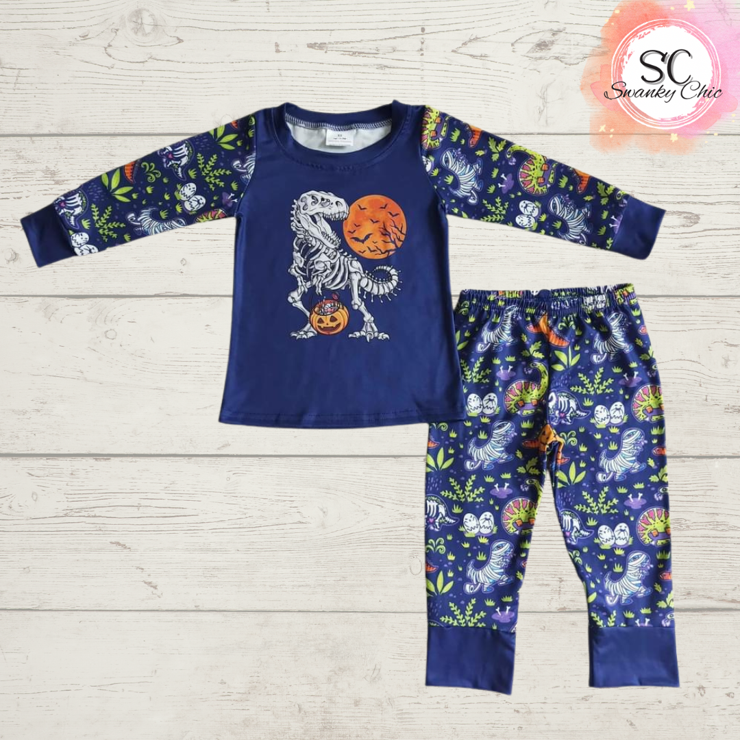 Emily Debney — 5/6, blue Dino Halloween jammies