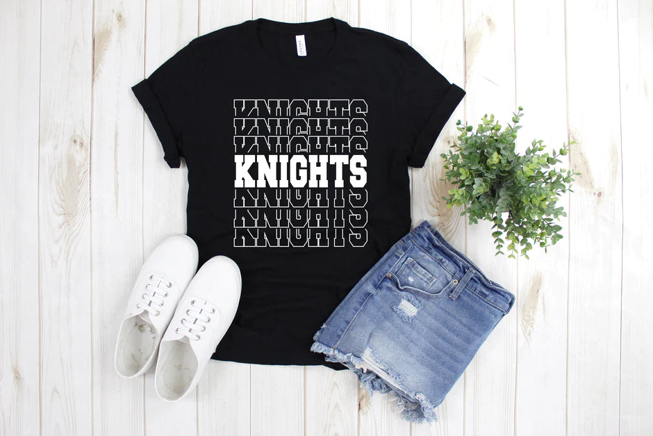 Kristen Lynne — KNIGHTS stacked: 2X, Heather navy, crewneck tee